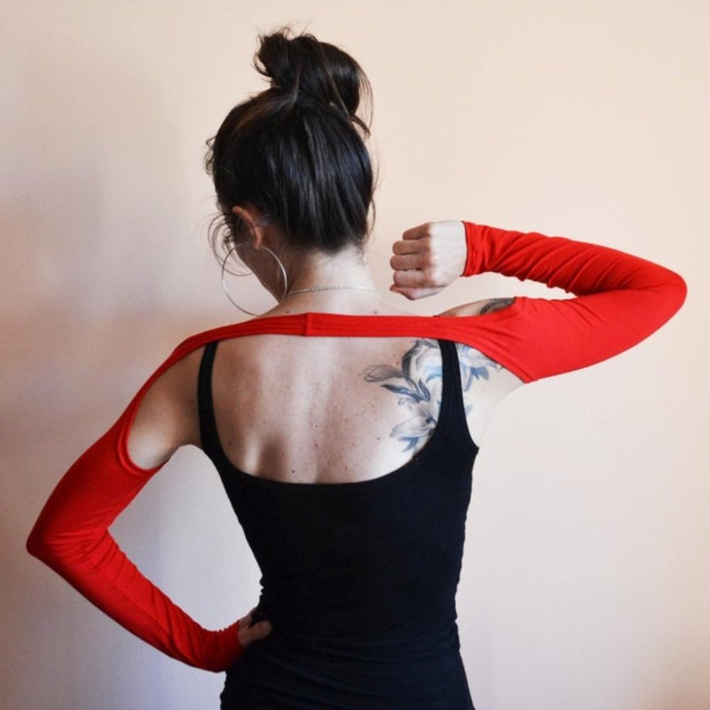 Long Sleeve Backless Fitted Shrug - Purple/Pink
